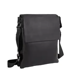 Сумка чоловіча шкіряна Tiding Bag A25F-FL-875A  чорна з клапаном