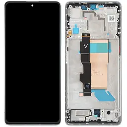 Дисплей Xiaomi Poco F5 чорний, Amoled, оригінал PRC переклеєне скло, з рамкою синього кольору, Blue