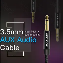 Кабель Vention Fabric Braided 3.5mm Male to Male Audio Cable 1.5m Black (BAGBG) - мініатюра 7