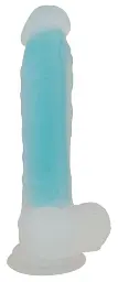 Фалоімітатор Glow in the Dark Silicone Dildo 20.5 см блакитний - мініатюра 2