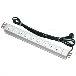 Блок живлення 19" 1U Conteg 9 x Schuko без вимикача кабель 3 м (DP-RP-09-SCHU) - мініатюра 1