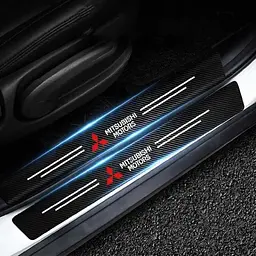Захисна плівка накладка на пороги для Mitsubishi Чорний Карбон 4 шт - мініатюра 5
