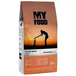 Сухий корм для дорослих стерилізованих котів Myfood Суперпреміум з лососем, 1,5 кг