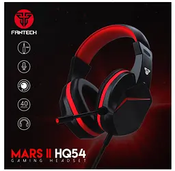 Ігрові навушники Fantech MARS II HQ54 Black/Red з мікрофоном - мініатюра 3