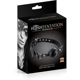 Кляп Fetish Tentation Premium LeaTher Gag With stiff ball - мініатюра 2