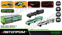Машинка металева Автопром Tesla Pickup з трейлером 1:32 зі світлом і звуком (в асортименті) - мініатюра 2