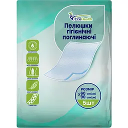 Одноразові пелюшки гігієнічні EcoHealth 90х60 см 5 шт.