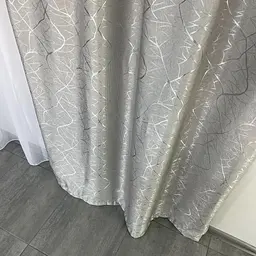 Льняні штори "бите скло" світло-сірого кольору 2шт. 150х270 з білим шифоновим тюлем 400х270, на та ALBO pbe0052744 - мініатюра 7