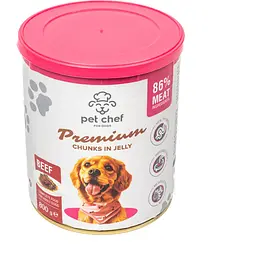 Вологий корм для дорослих собак Pet Chef Шматочки в желе з яловичиною 800 г - мініатюра 3