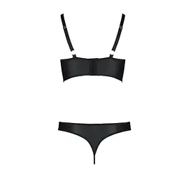 Комплект з екошкіри Passion Malwia Bikini 6XL/7XL, бра та трусики з люверсами - мініатюра 4