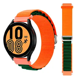 Ремінець для Samsung Galaxy Watch 5 40mm - оранжево-темно-зелений Watchbands NormalCloth ширина кріплення 20мм нейлоновий (W24-1WB61681168) - мініатюра 2