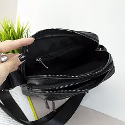 Сумка чоловіча шкіряна чорна на 2 відділення Handycover S407 - мініатюра 8