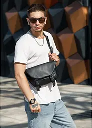 Чоловіча сумка бананка Sambag Tirso Zard чорна 33 × 22 × 7 см (80551001m)