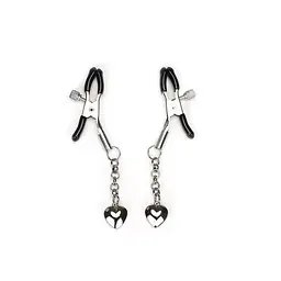 Затискачі для сосків Liebe Seele Solid Heart Nipple Clamps Silver, підвіска-сердечко