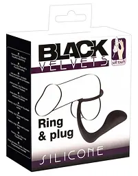 Ерекційне кільце з анальною пробкою Black Velvets Orion 10 см чорний - мініатюра 8