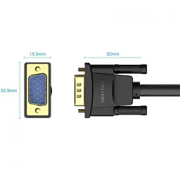 Кабель VGA (M) - VGA (M), 10 м, Black, Vention (DAEBL) - мініатюра 2