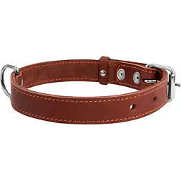 Нашийник одинарний Collar, шкіра, 38-50х2,5 см, коричневий - мініатюра 3