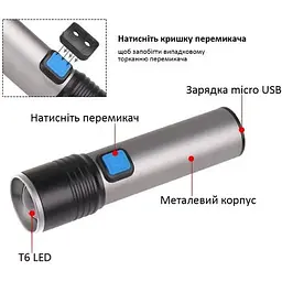 Ліхтар акумуляторний X-Balog BL-K31-T6 Zoom ручний корпус - алюміній - мініатюра 7