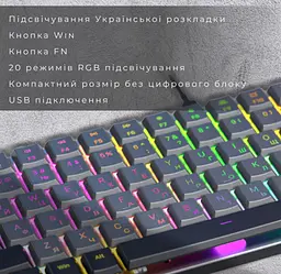 Клавіатура ігрова механічна GamePro GPMK-141R Red Swich Low Profile 75 RGB Dark Gray - мініатюра 10