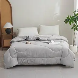 Ковдра євро стьобана зимова з еко-пуху Colorful Home 21966 200х200 см сіра