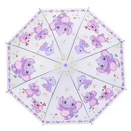 Дитяча парасолька Слоники MK 5793Violet довжина 65,5 см, тростина 60 см, діаметр 84 см
