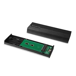Корпус для M.2 NVME/SATA SSD CHIEFTEC CEB-M2C-TL, aluminium,USB 3.2 Gen2 Type-C, Чорний, RETAIL - мініатюра 2