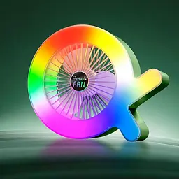 Настільний акумуляторний вентилятор Desktop Fan S37 з RGB-підсвіткою, 3 швидкості, 2,8 Вт, салатово-білий - мініатюра 3