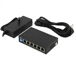 PoE комутатор S6004-E2-AI POE (60W) 4х10/100 PoE, 2х100 RJ45 (Uplink) Black FoxGate teh0028238 - мініатюра 4
