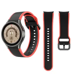 Браслет Double Line для Samsung Galaxy Watch 5 - чорно-червоний ширина кріплення 20мм силікон Watchbands (W12-2WB12349934) - мініатюра 5