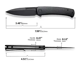 Ніж cкладний Civivi Caetus C21025C-2 чорний - Micarta - чорне лезо - мініатюра 10