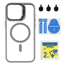 Чохол із підставкою MagSafe TPU PC Metal Stand Case Apple iPhone 15 Pro Max Grey