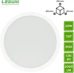 LEDUNI - світлодіодна панель кругла, 20 Вт, тепле світло - мініатюра 3