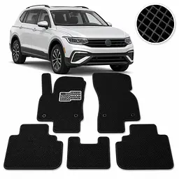 Килимки у салон EVA для Volkswagen Tiguan II USA Allspace 2015- з підп'ятником Чорні 5 шт