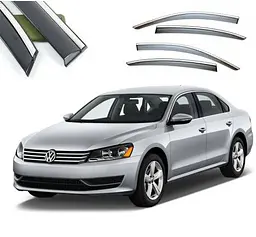 Дефлектори вікон вітровики Benke для Volkswagen Passat B7 / B8 Седан 2011- USA Хром Молдинг Із Нержавіючої Сталі 3D