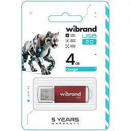 USB флеш-накопичувач Wibrand Cougar 4GB USB-A Red (WI2.0/CU4P1R) [173671] - мініатюра 2