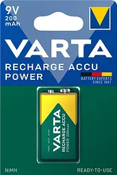 Акумулятор NI-MH Power 6F22((6LR61 MN1604 MX1604 Крона) 9V 200 мА•г 1 шт. VARTA teh0018516
