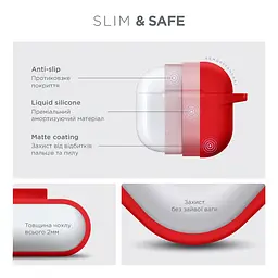 Силіконовий чохол для навушників Apple AirPods 4, Hang Case, червоний, ультратонкий захисний кейс товщиною 2 мм, захист від подряпин, пилу та ударів, компактний, з карабіном для кріплення, ArmorStandart (ARM81293) - мініатюра 3