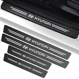 Захисна плівка накладка на пороги для Hyundai Чорний Карбон 4 шт