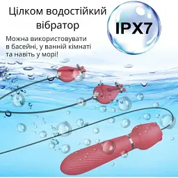 Вібратор 2 в 1 I'MCUM RoseTouch для сосків і вагінальний Червоний (IM-ZDB296) - мініатюра 9