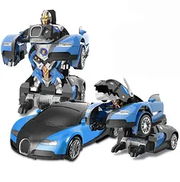 Машинка Трансформер Bugatti Size 18 см Robot Car синя з пультом - мініатюра 3