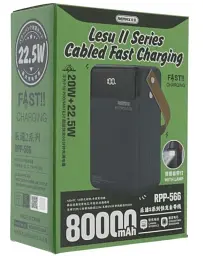 Портативна батарея Remax RPP-566 80000mAh Power Bank PD20W+QC22.5W Grey - мініатюра 3