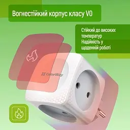Мережевий розгалужувач ColorWay (CW-CHE4W) 4 розетки (CW-CHE4W) - мініатюра 10