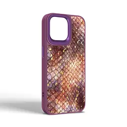 Кожаный чехол для Apple iPhone 15 Pro Max, Harder Nagas, фиолетовый, термополиуретан ТПУ + экокожа с имитацией кожи Наги, панель, защита корпуса, противоударный, микрофибра, рамка вокруг камеры, защита всего корпуса, (ARM76744) - мініатюра 2