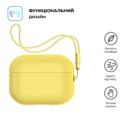 Силіконовий чохол для навушників Apple AirPods Pro 2 2022, Silicone Case with straps, жовтий, захисний чохол з ремінцем, ультратонкий і легкий, повний захист, з підвіскою, м"який силікон, ArmorStandart (ARM68619) - мініатюра 2