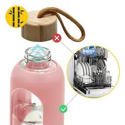 Пляшка для води спортивна 4FIZJO 1000 мл скляна Pink (P-5905973403887) - мініатюра 3