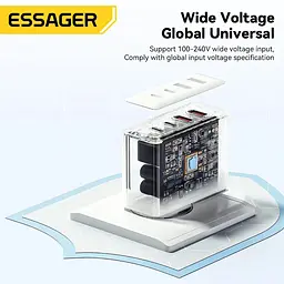 Зарядний пристрій Essager GaN2 Pro потужний QC PD 100W 20V 5A - мініатюра 7