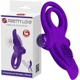 Ерекційне кільце з вібрацією Pretty Love 11.3 см фіолетовий - мініатюра 11