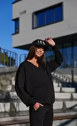 Світшот трикотажний для вагітних і мам-годувальниць oversize Liverpool розмір L-XL Lullababe Чорний - мініатюра 5