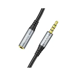 Кабель мультимедійний 3.5mm M to 3.5mm F 1.0m Gray HOCO (6931474762153) - мініатюра 4