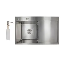 Кухонна мийка інтегрована Lidz Handmade H7849R крило праворуч (LDH7849BRUR45591) Brushed Steel 3,0/1,0 мм, Нержавіюча сталь